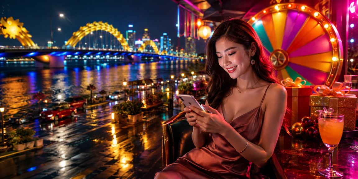 Ánh đèn neon rực rỡ tại khu giải trí Đà Nẵng về đêm