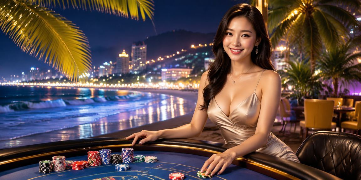 Người chơi nghiên cứu chiến lược bài bên bờ biển Vũng Tàu buổi chiều